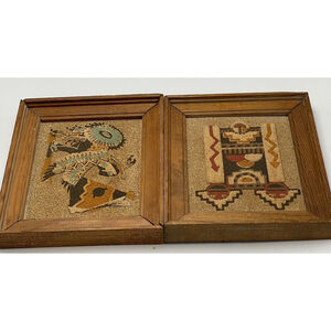 Native American Indian Framed Sand Wall Art 7”x 6” Zuni Shrine Eagle Dance Regis